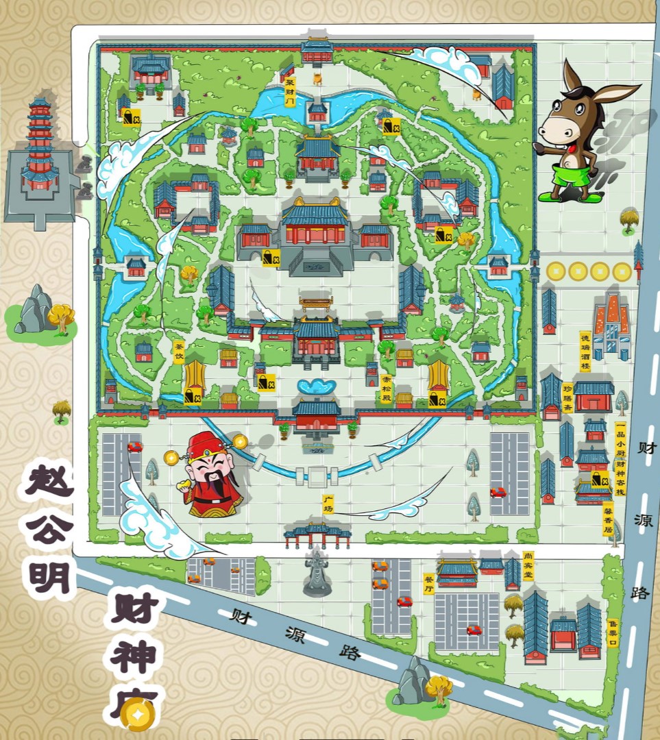 肃南寺庙类手绘地图